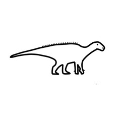 Iguanodon Dinosaur animal history natural organic line hand drawn 
