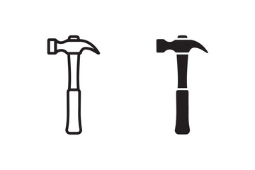 hammer icon set outline and solid vector for ui
