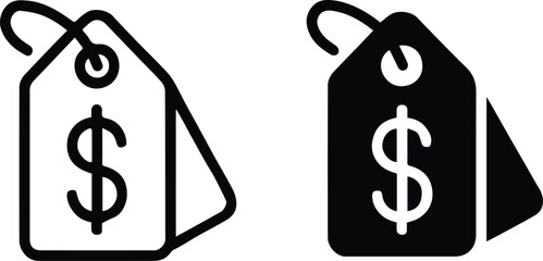 price tag duo overlapping labels dollar sign commerce icon