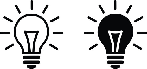lightbulb icon pair outline versus solid vector design © AIcon Star