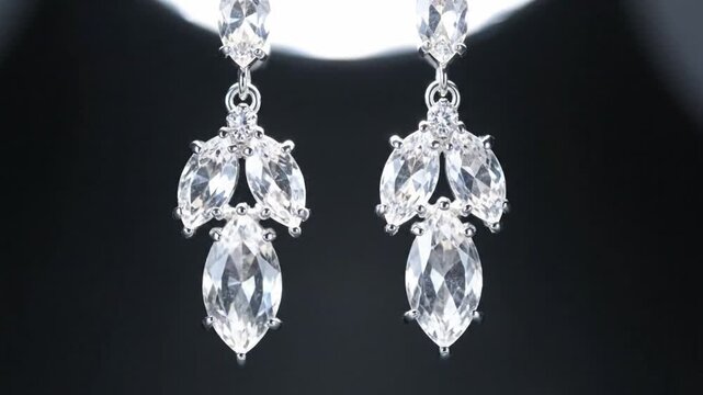 Elegant Crystal Marquise Cut Drop Earrings Sparkling Luxury Jewelry.
