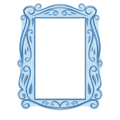 Elegant Decorative Square Frame Vintage Ornate Blue Frame.  Blue Border Vintage Frame.