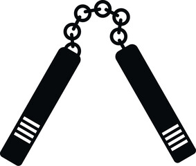 Nunchaku weapon for martial arts exercise and combat training on a white background © anatolir