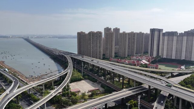 Xiamen Jimei District Skybridge and Urban Landscape