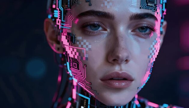  Avatar de Inteligencia Artificial mirándote directamente con ojos melancólicos