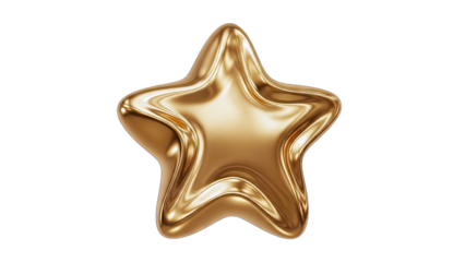 Gold Star Emoji Floating on Transparent Background