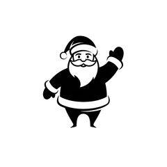 Obraz premium Waving Santa Claus Black and White Vector Illustration
