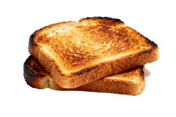 Two slices of toasted bread with golden brown crust