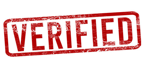 Verified Red stamp on a white background