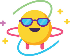 Playful emoji dancing with sunglasses cool vibes vector illustration scalable eps icon fun