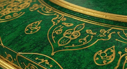 Ornate green box decorated with gold