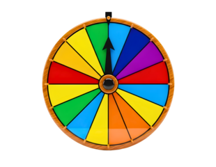 Colorful prize wheel with segments isolated on transparent background
