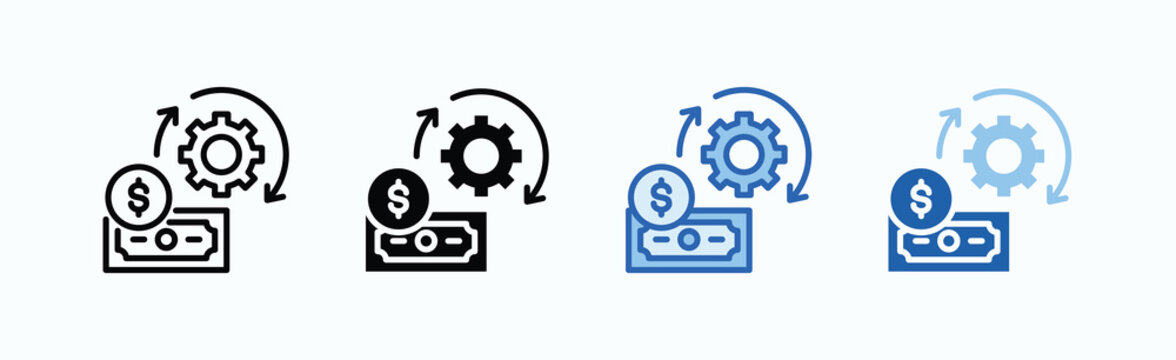 Expense Icon Sheet Multiple Style Collection Isolated Vector