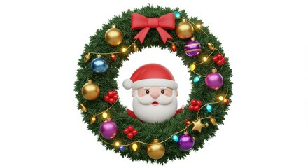 Santa claus in christmas wreath