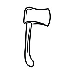 Hand Drawn Doodle Outline of a Camping Axe or Hatchet