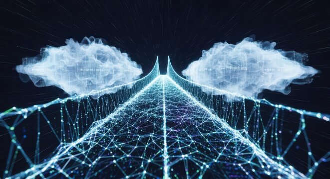 Cloud computing bridge connecting to the digital world