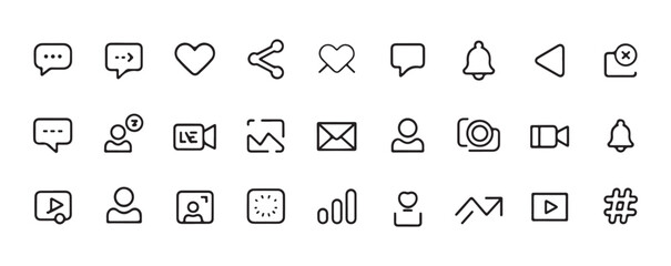 Minimalist Linear Social Media and User Interface Icons Set