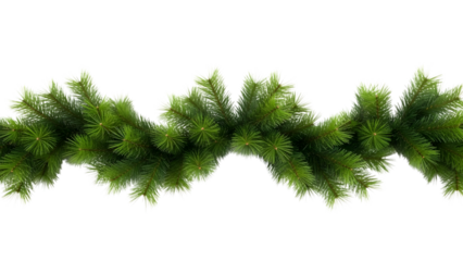 Frosted Pine Branches on a Wavy Garland isolated on a transparent background green white frost
