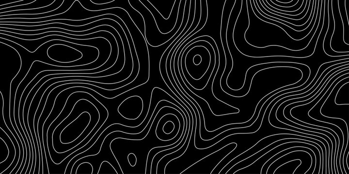 Abstract topography pattern lines sea map area space geometric strip whit color grid line topo map black background. depicting elevation changes in an abstract representation