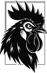Rooster head bold black illustration