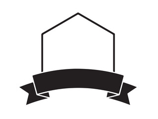 Hexagon Frame Banner in silhouette white background.