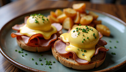 Eggs Benedict Breakfast With Potatoes
