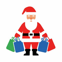 Santa Claus holding shopping bags during Christmas season.