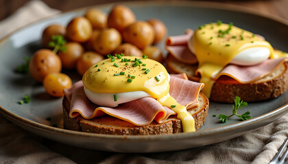 Eggs Benedict Breakfast With Potatoes