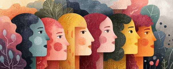 Colorful silhouettes of diverse people forming a connected line, symbolizing unity and collaboration