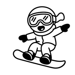 Snowboarder in action vector illustration. Extreme winter sports. Snowboarding emblem. Sport club logo. Snowboarding equipment.