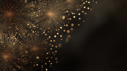 Fototapeta premium gold fireworks on soft black gradient