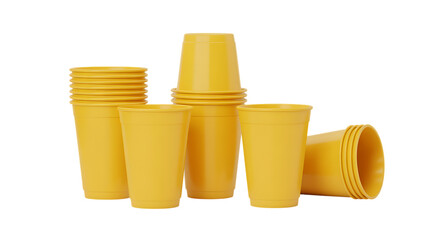 Yellow plastic cup daily use