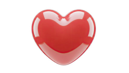 Glossy Red Heart Isolated on White Background