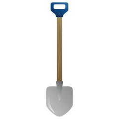 Garden Shovel with Wooden Handle Flat Vector Illustration