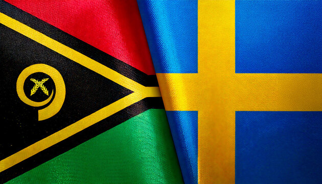 スウェーデンの国旗とバヌアツの国旗(Sweden flag & Vanuatu flag.)
