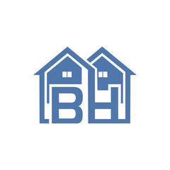 Letter BH logo and house symbol