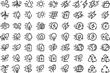 Fast Line Icons for Renewable Energy, Ecology, and Sustainable Power