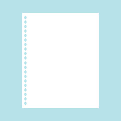 Illustration of white notebook binder paper  for school, work, office, journal.