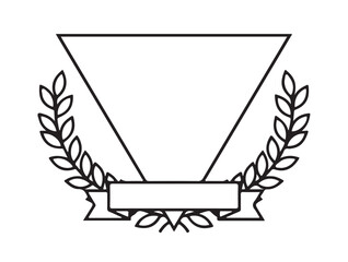 Triangle Text Badge Frame in silhouette white background.