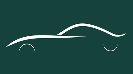 A minimalist depiction of a classic car silhouette on a dark teal background high-quality professional detailed modern elegant stylish clean crisp vibrant colorful digital creative