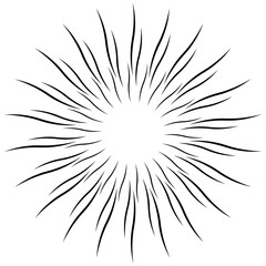 Fototapeta premium Comic speed lines background with radial burst effect. Cartoon anime action rays motion. Perspective zoom explosion with splashes. Vector abstract graphic