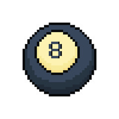pixel art billiard ball 8 bit vector icon for computer game logo	