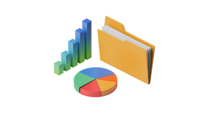 Colorful 3D Charts and Graphs Showing Business Growth driving modern data visualization success