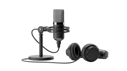 a studio-style condenser microphone on a stand 