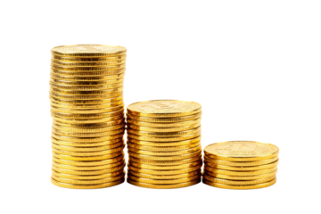 Stacks of golden coins representing financial growth and investment