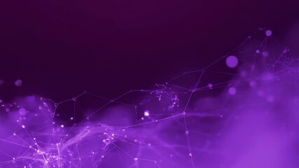 On start viewpoint panning in digital network revealing glowing nodes, lines, mist and bokeh - Powered by Adobe