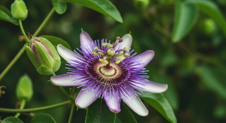 Close-up of a vibrant passionflower