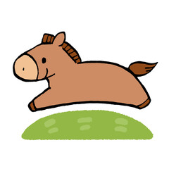 草原を駆ける馬のイラスト