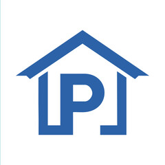 Letter P logo inside a house symbol