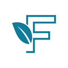 Letter F logo and a leaf symbol with bold modern lines